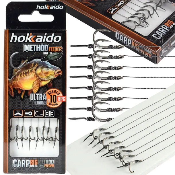 ZESTAW 8 SZT HOKKAIDO PRZYPON + HAK 10 METHOD FEEDER Z IGŁĄ 10cm