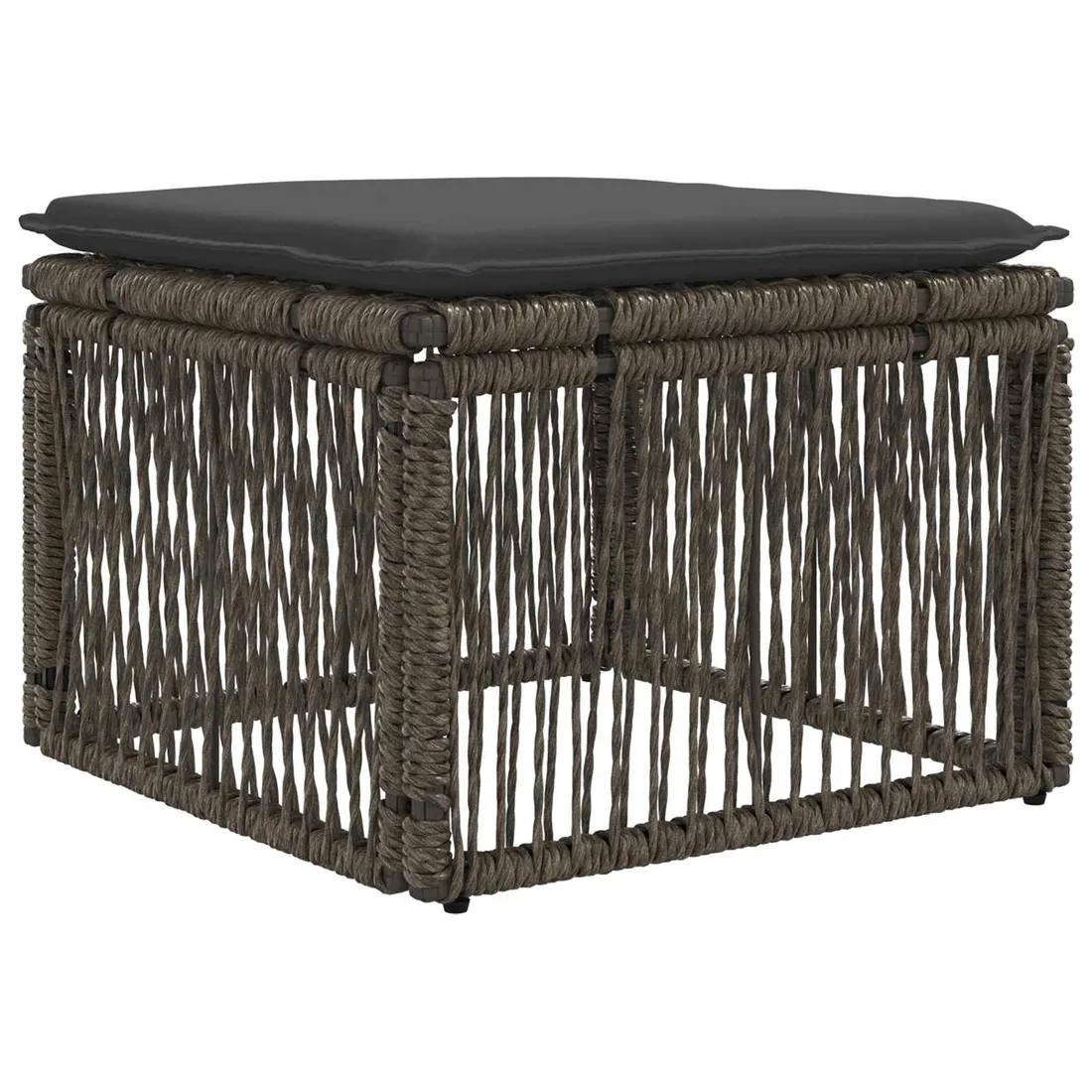 taboret-szary-polirattan-stan-nowy