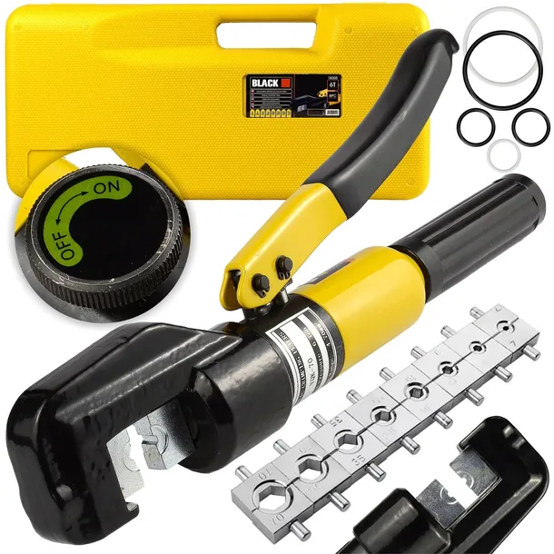 PRASKA ZACISKARKA HYDRAULICZNA RĘCZNA DO TULEJEK KABLI BLACK 6T 4-70mm2 BL.