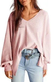 damska-bluzka-dzianinowa-waflowa-v-neck-casual-dzianina-jasnorozowa-2xl