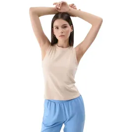 top-damski-4f-slim-bawelniany-do-jogi-i-pilatesu-s-bezowy