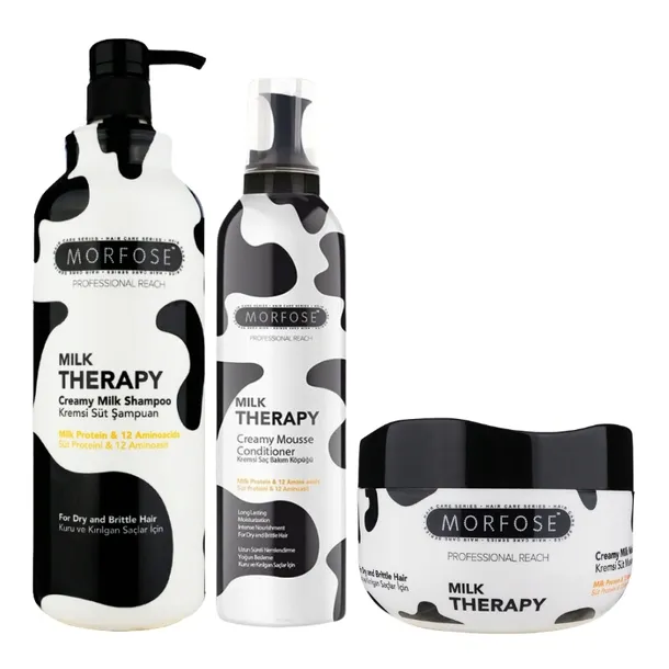 MORFOSE Milk Therapy SZAMPON nawilżający 1l + MASKA 500ml + ODŻYWKA 350ml