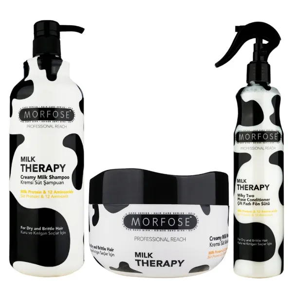 MORFOSE Milk Therapy SZAMPON nawilżający 1l + MASKA 500ml + ODŻYWKA 350ml