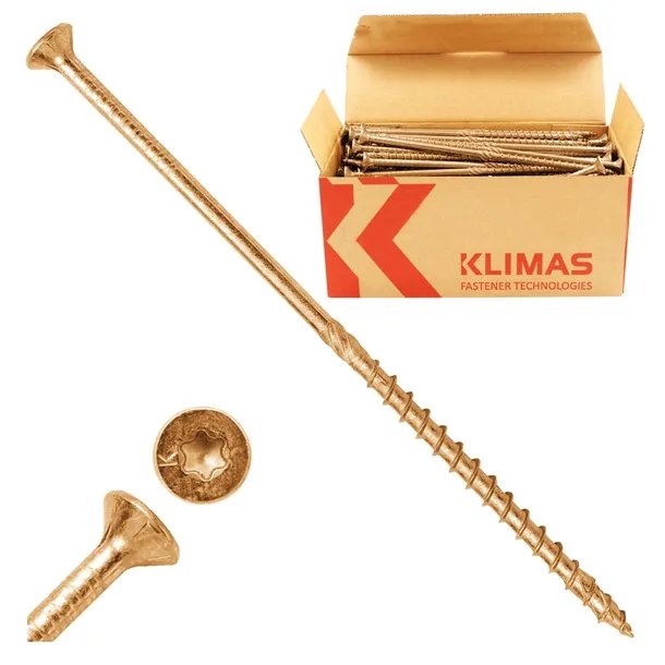 WKRĘTY CIESIELSKIE DO DREWNA 6x180 STOŻKOWE TORX 100szt WKCS-60180 KLIMAS