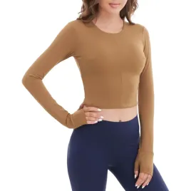 damska-koszulka-sportowa-fitness-dlugi-rekaw-oddychajaca-brazowa-xl