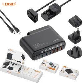 ladowarka-podrozna-ldnio-140w-gan-3x-usb-c-3x-usb-a-wyswietlacz-kabel-usb-c