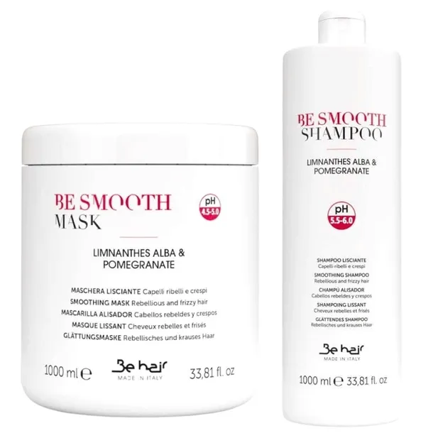 BE HAIR BE SMOOTH Szampon WYGŁADZAJĄCY do włosów + Maska WYGŁADZAJĄCA 2x1l