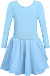 body-baletowe-ze-spodnica-tutu-stroj-baletnicy-dlugi-rekaw-niebieskie-130cm