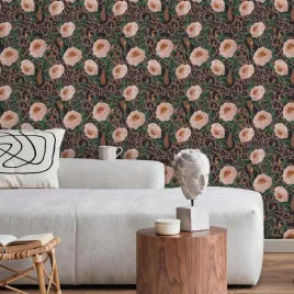 rozowa-tapeta-okleina-samoprzylepna-kwiaty-panterka-vintage-61x300cm