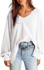 damska-bluzka-waflowa-oversize-v-neck-dlugi-rekaw-miekka-dzianina-biala-m