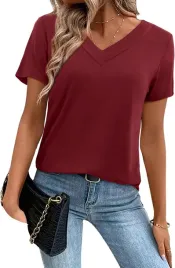 koszulka-damska-t-shirt-tunika-z-krotkim-rekawem-elegancka-bordowa-l