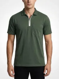 misfuso-elegancka-koszulka-polo-z-zamkiem-krotki-rekaw-zielona-rozmiar-s