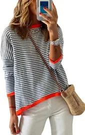 damski-sweter-dzianinowy-pasiasty-luzny-miekki-stylowy-casualowy-bialy-l