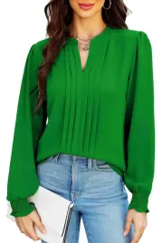 bluzka-damska-elegancka-koszulka-v-neck-dlugi-rekaw-oddychajaca-zielona-s