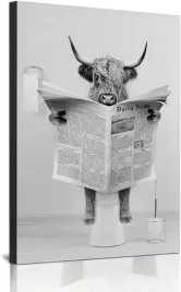 obraz-na-plotnie-zwierzeta-highland-cattle-czarno-bialy-60x90-cm
