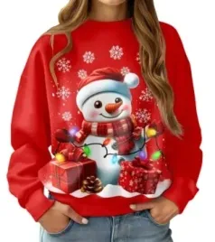 bluza-swiateczna-3d-balwanek-nadruk-xl-czerwona