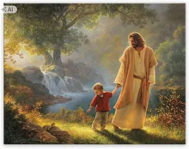 obraz-jezus-trzyma-mnie-za-reke-30x45-cm-plotno-chrzescijanskie