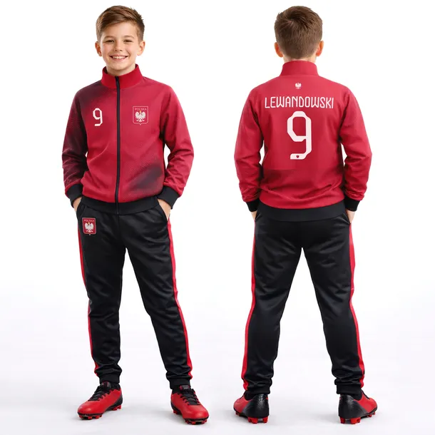 DRES PIŁKARSKI - LEWANDOWSKI POLSKA - CZERWONA - 122 cm