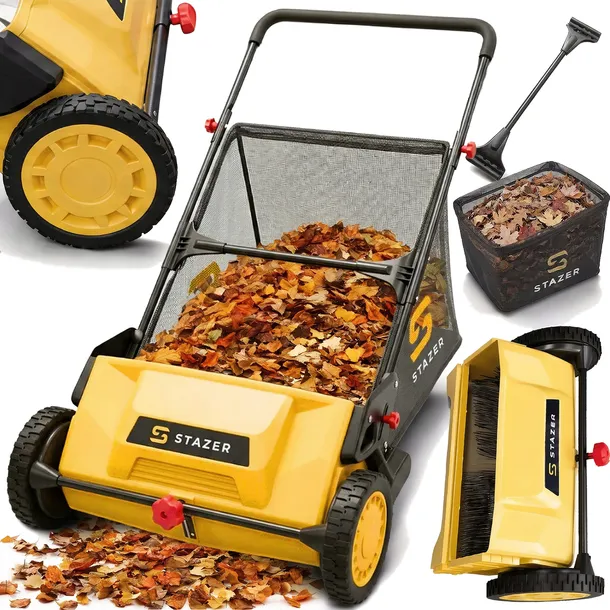 Zamiatarka ręczna zbieracz liści trawy kostki bruku 4 szczotki 103l 535mm