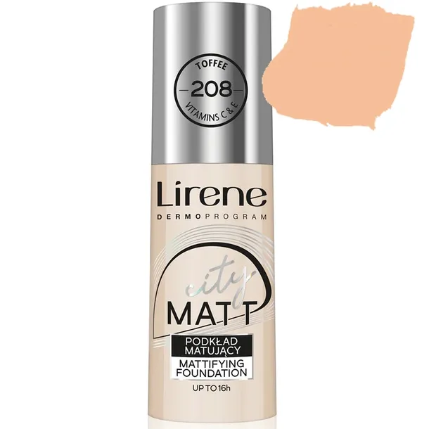 LIRENE PODKŁAD FLUID DO TWARZY MATUJĄCY CITY MATT 208 Toffee