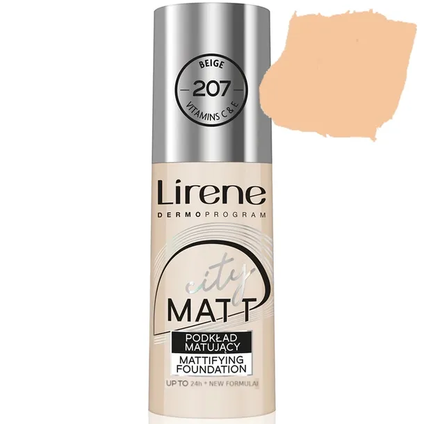 LIRENE PODKŁAD DO TWARZY FLUID MATUJĄCY CITY MATT 207 BEIGE beżowy