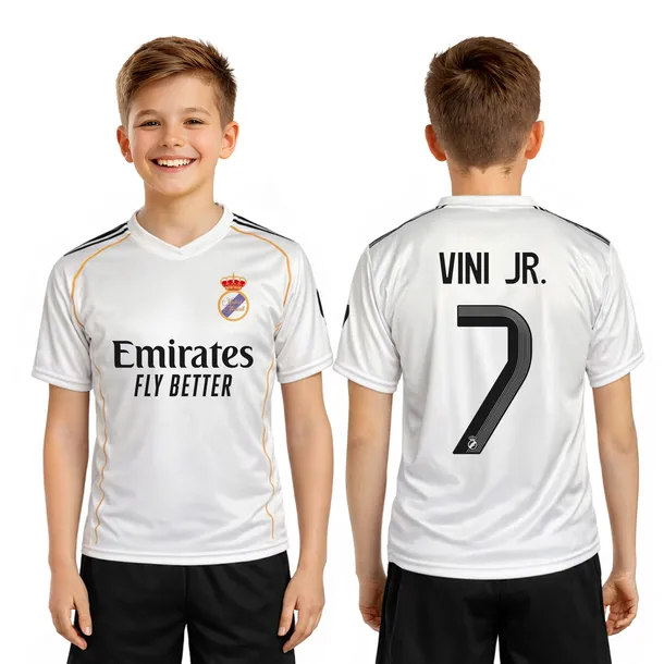 Koszulka - VINI JR MADRYT 7 - BIAŁA - 146 cm
