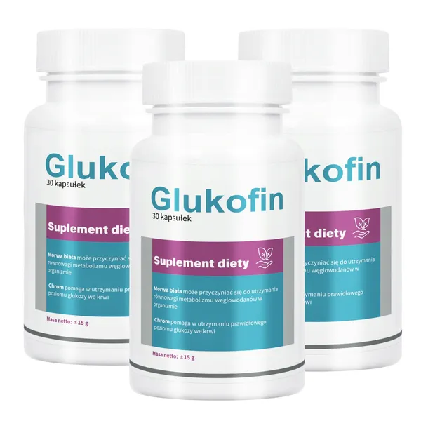 3x Glukofin - Prawidłowy metabolizm węglowodanów, dla diabetyków 30 kaps