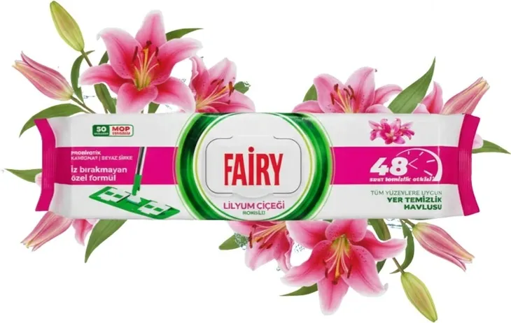 Duże Wkłady do mopa Fairy chusteczki nawilżane jednorazowe Lilia 50 szt.