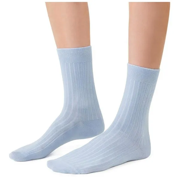 STEVEN SKARPETY DAMSKIE Z WEŁNY MERINO BEZUCISKOWE BŁĘKITNE 38/40