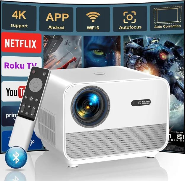 Projektor LED Rzutnik SMART TV AutoFocus FHD 4K WiFi BT PILOT