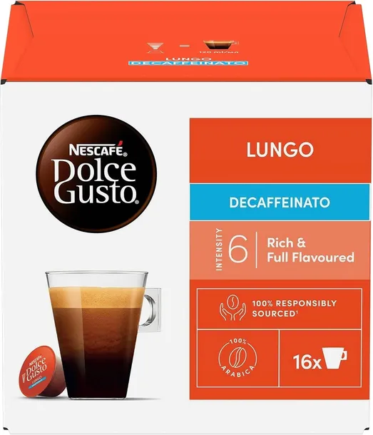 Kapsułki Nescafe Dolce Gusto Lungo Decaffeinato Kawa Bezkofeinowa 16 sztuk