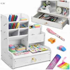 organizer-na-biurko-drewniany-bialy-duzy-12-przegrod-szuflady-biurkowy