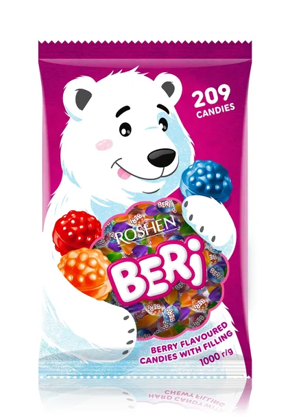 Roshen Beri Cukierki Twarde Nadziewane Mix Owocowe 1000g 1kg
