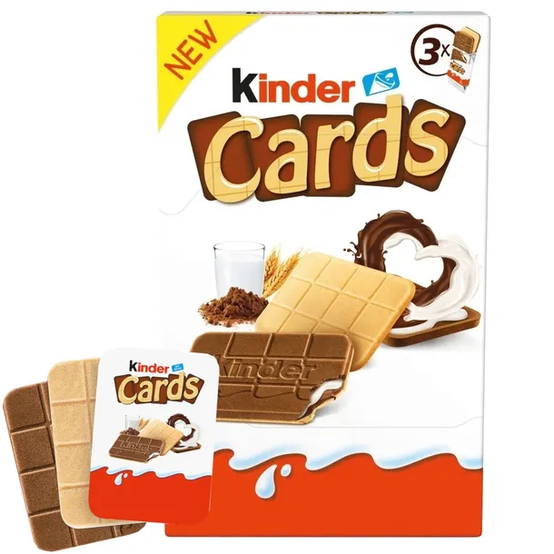Kinder Cards Wafelki Mleczne Kakaowe Kakao 76,8g 6 szt Data: 28/09/2026