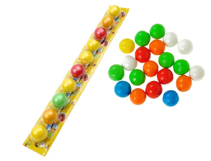 Gumy Kulki Kulka Balonowa do Żucia Owocowe Pasek Blister 10 Kulek 30g