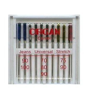 Combi zestaw igieł półpłaskich do maszyn Super Strecz Jeans Uniwersal