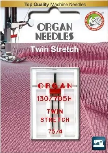 Igła podwójna ORGAN TWIN STRETCH 75/4 igły podwójne do dzianin 75 rozstaw 4