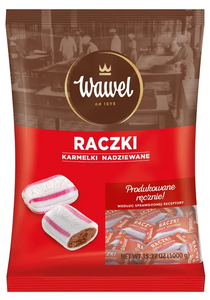 Wawel Raczki Cukierki Karmelki Nadziewane Orzechowo Kakaowe 1000g 1kg