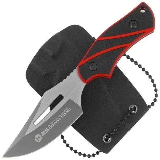 Nóż na szyję K25 32691 Neck Knife black/red titanium 7Cr17Mov