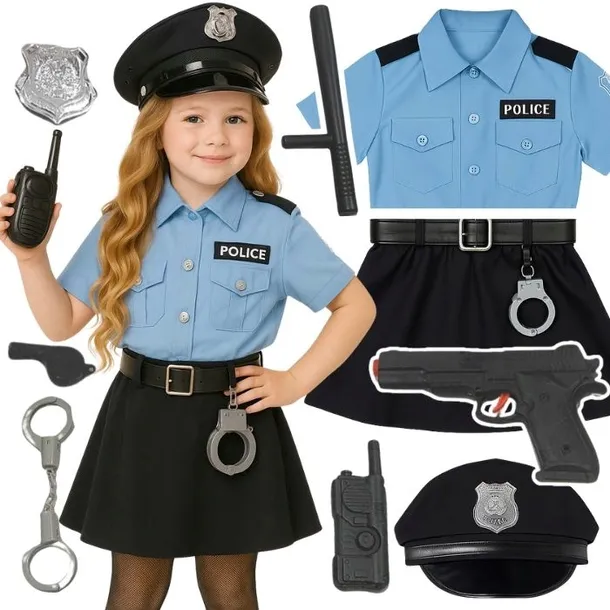 STRÓJ POLICJANTKI PRZEBRANIE DLA DZIEWCZYNKI POLICJA + Akcesoria 134/140