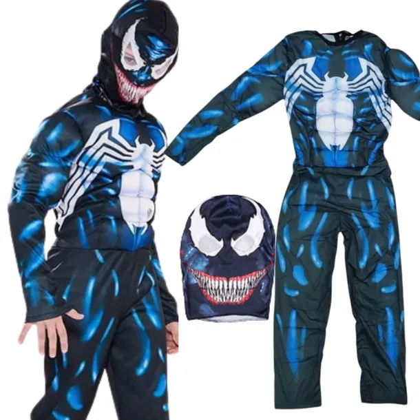 VENOM Z MIĘŚNIAMI STRÓJ KOSTIUM PRZEBRANIE + MASKA AVENGERS 110/116