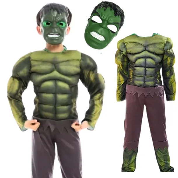 HULK KOSTIUM PRZEBRANIE GRUBY STRÓJ DLA CHŁOPCA Z MIĘŚNIAMI MASKA 98/104