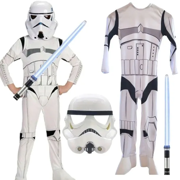 SZTURMOWIEC STAR WARS KOSTIUM STRÓJ + MASKA ŚWIETLNY MIECZ 134/140