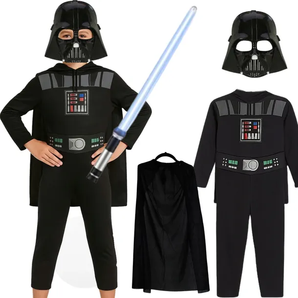DARTH LORD VADER STAR WARS KOSTIUM STRÓJ + MASKA ŚWIETLNY MIECZ 134/140