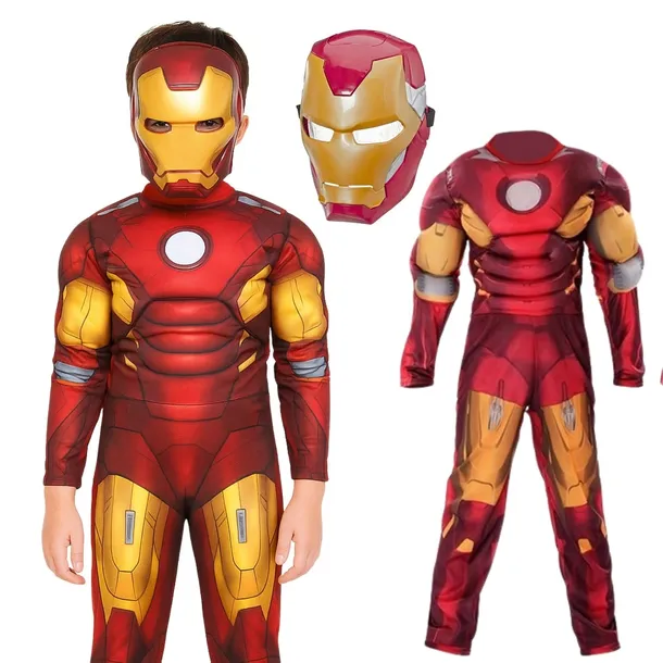 IRONMAN AVENGERS KOSTIUM STRÓJ PRZEBRANIE Z MIĘŚNIAMI + MASKA 94/110