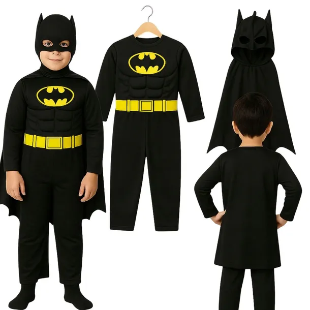 BATMAN Z MIĘŚNIAMI STRÓJ KOSTIUM PRZEBRANIE + MASKA PELERYNA 98/104