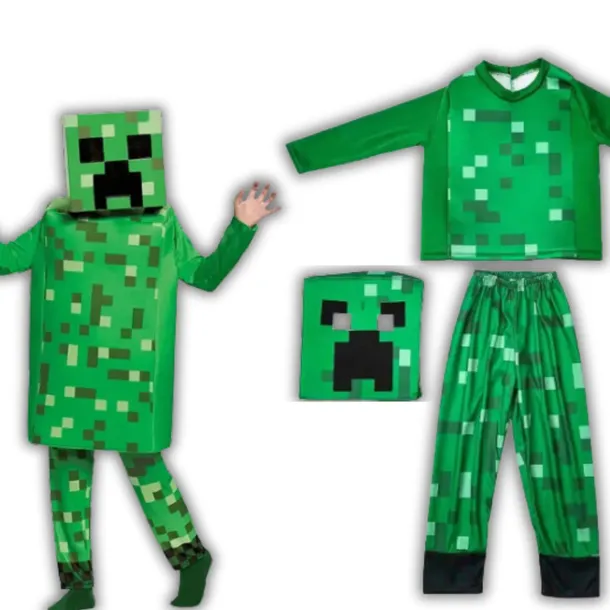 MINECRAFT PRZEBRANIE CREEPER DLA CHŁOPCA STRÓJ KOSTIUM + MASKA 110/116
