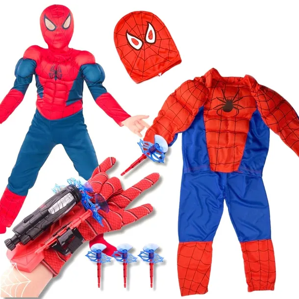 SPIDERMAN STRÓJ MIĘŚNIE KOSTIUM +WYRZUTNIA 98/104