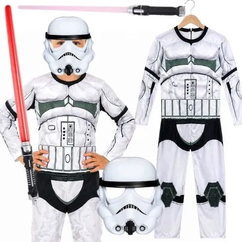SZTURMOWIEC STAR WARS KOSTIUM STRÓJ + MASKA ŚWIETLNY MIECZ 5-9 LAT
