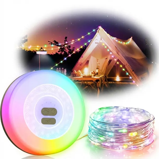 Lampa Kempingowa LED AKUMULATOR ROZWIJANE DEKORACYJNE LAMPKI 5M RGB